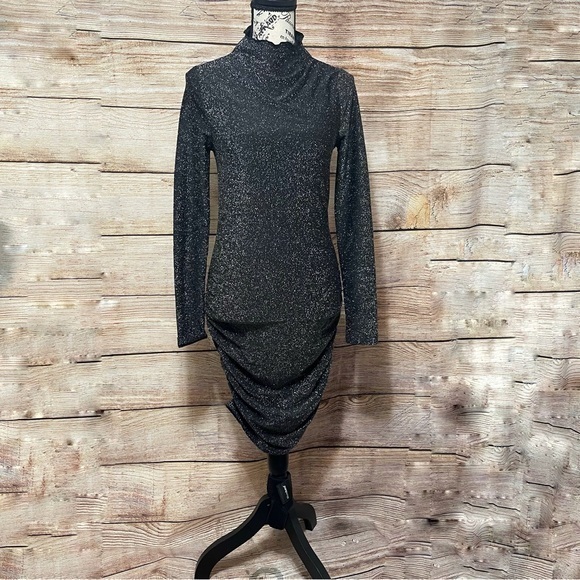 SHEIN SXY Mock Neck Lettuce‎ Trim Glitter Bodycon Size Medium . - Picture 1 of 8